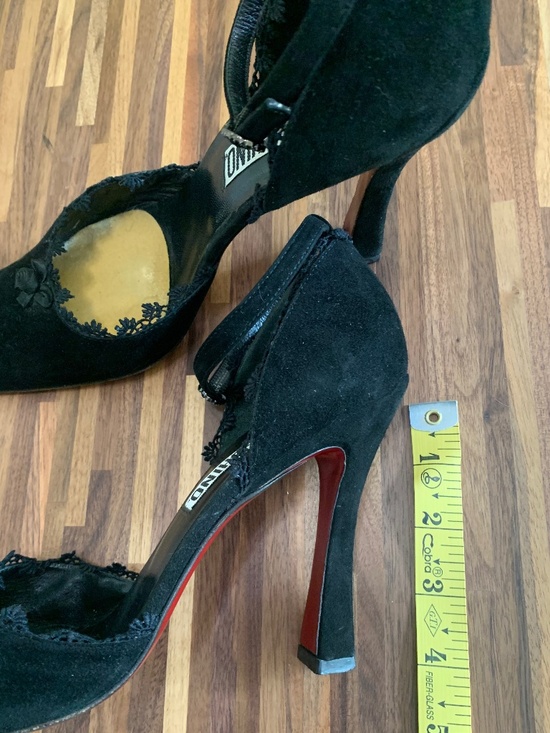 Vintage Moschino Lace Trim Suede Heels - Picture 13 of 13